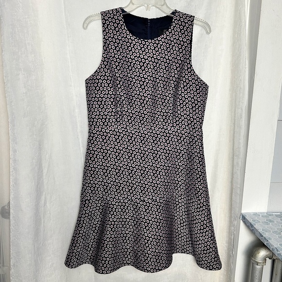 J.Crew Navy & Pink Jacquard Piper Foulard Print A-line Career Dress Sz 12 - Picture 17 of 17